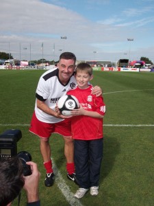 Conor doing mascot for the Liverpool Legends